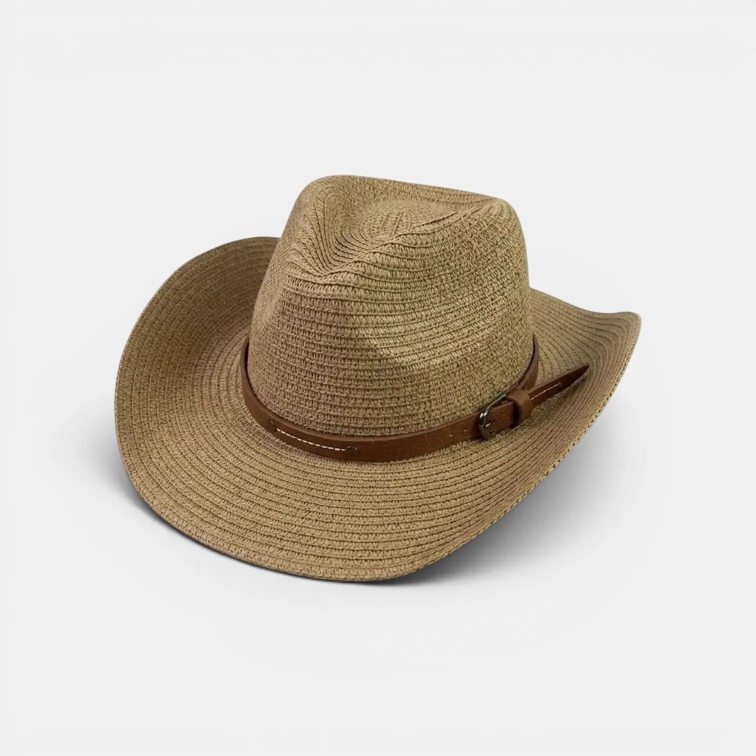 Chapeau Cowboy Paille Lanière Cuir