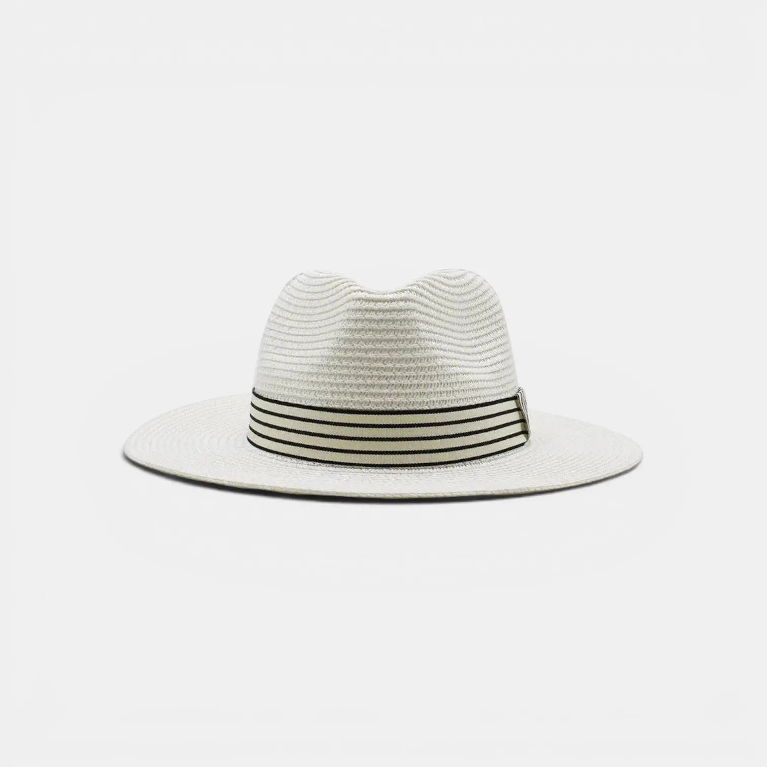 Chapeau Panama Paille Bord Large Unisexe Bandeau Rayé