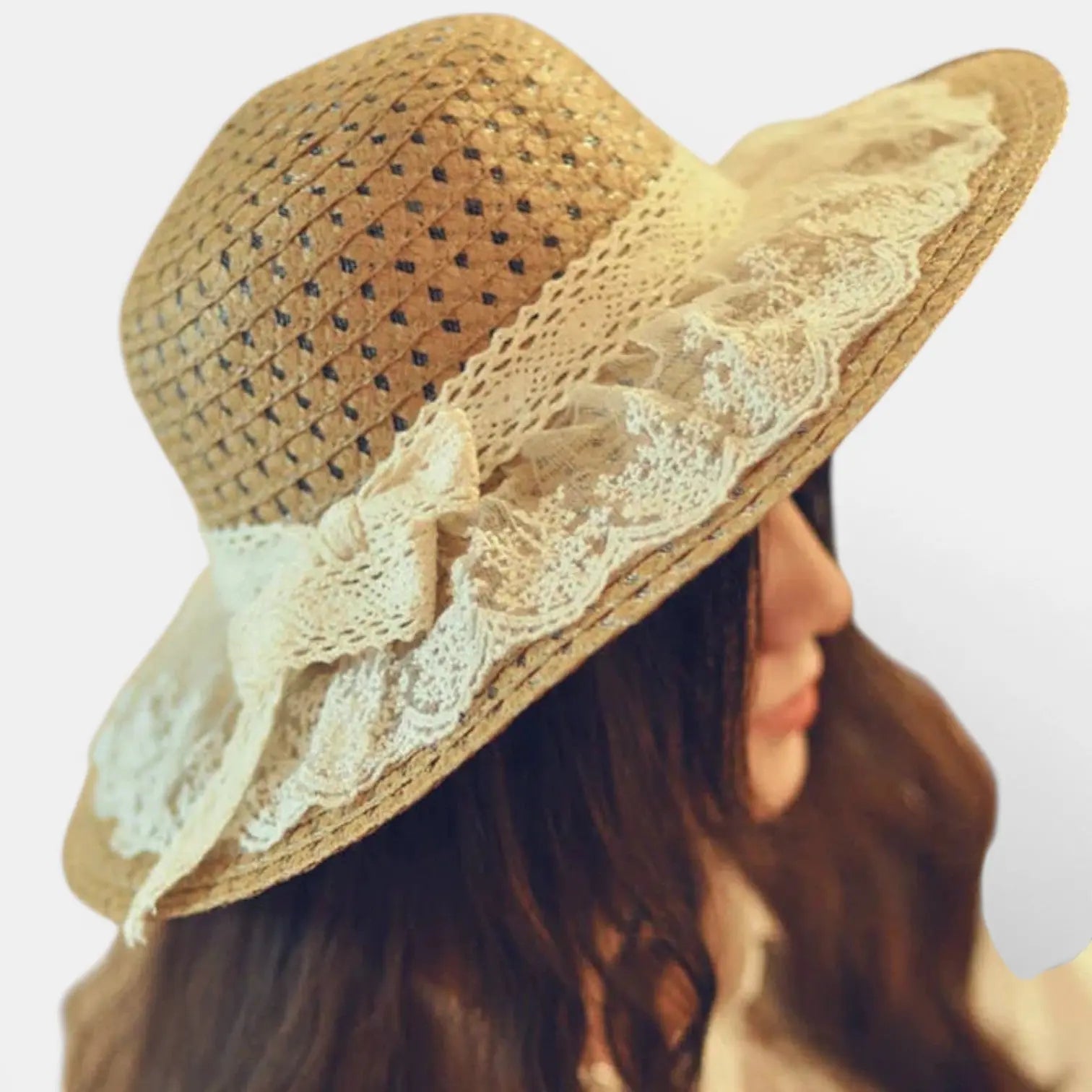 Chapeau Paille Tressée Ajourée Bord Large Dentelle Femme La Boutique du Chapeau