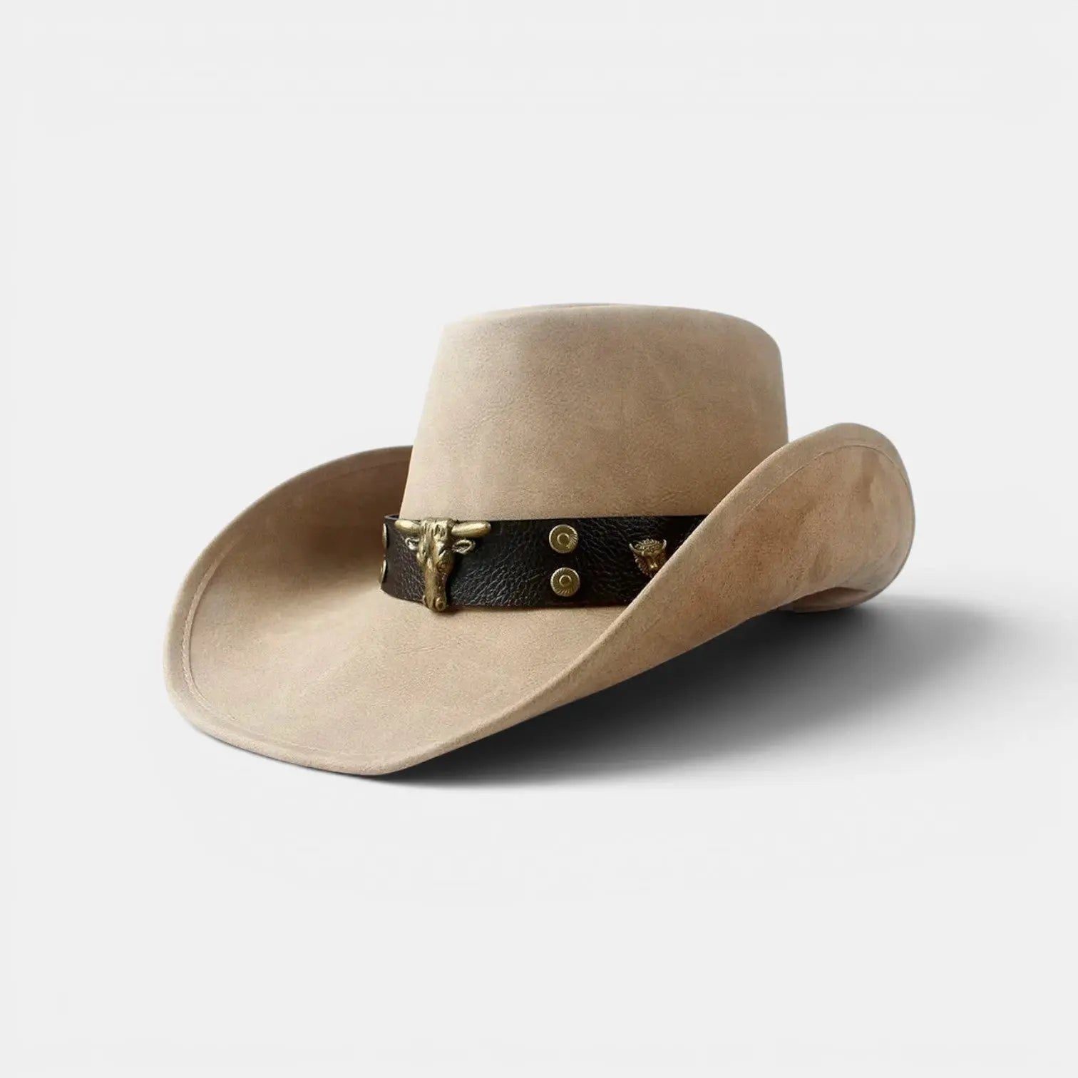 Chapeau Cowboy Cuir Vieilli Boucle Longhorn Unisexe La Boutique du Chapeau