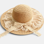 Chapeau Paille Tressée Ajourée Bord Large Dentelle Femme La Boutique du Chapeau