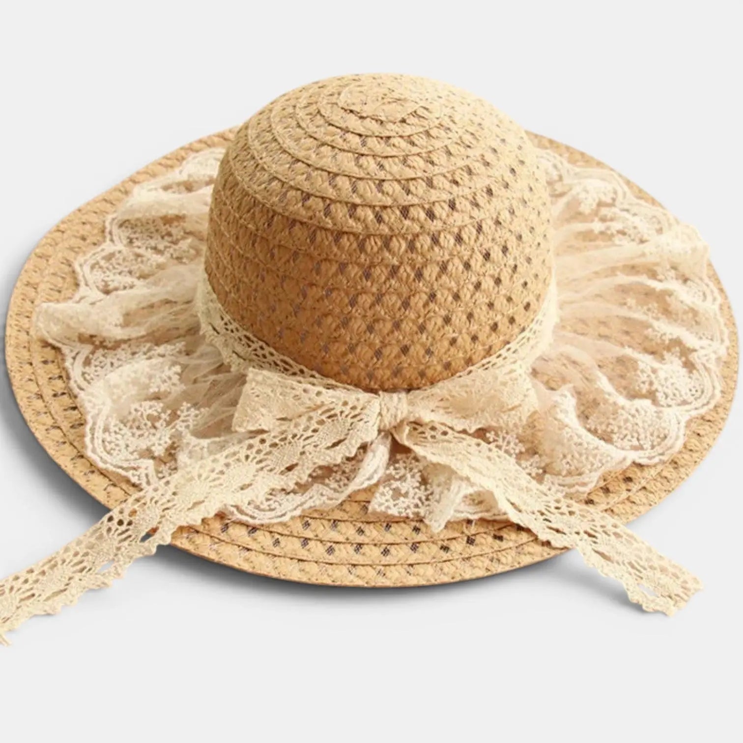 Chapeau Paille Tressée Ajourée Bord Large Dentelle Femme La Boutique du Chapeau