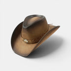 Chapeau Cowboy Cuir Vieilli Boucle Longhorn Unisexe La Boutique du Chapeau