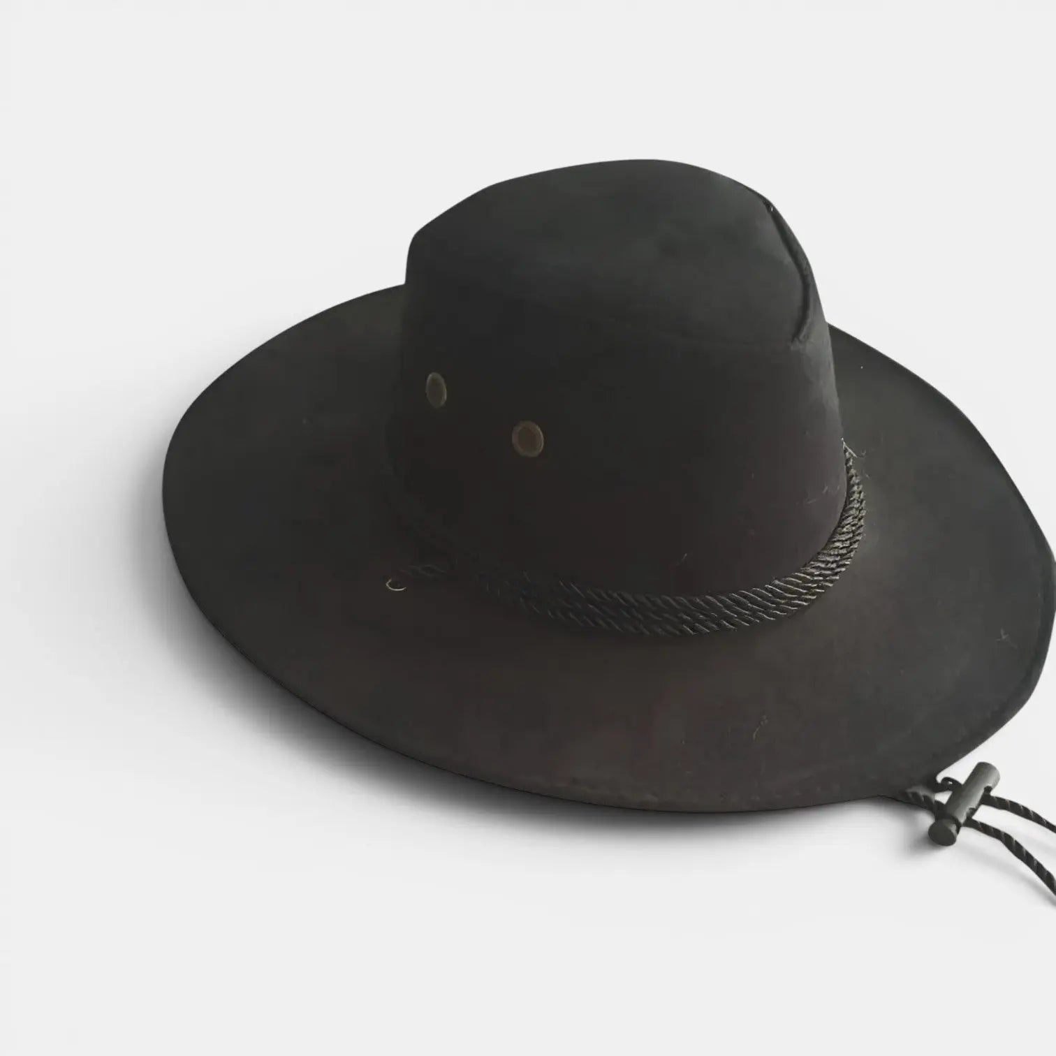 Chapeau Cowboy Suédine Bord Large Cordons Réglables