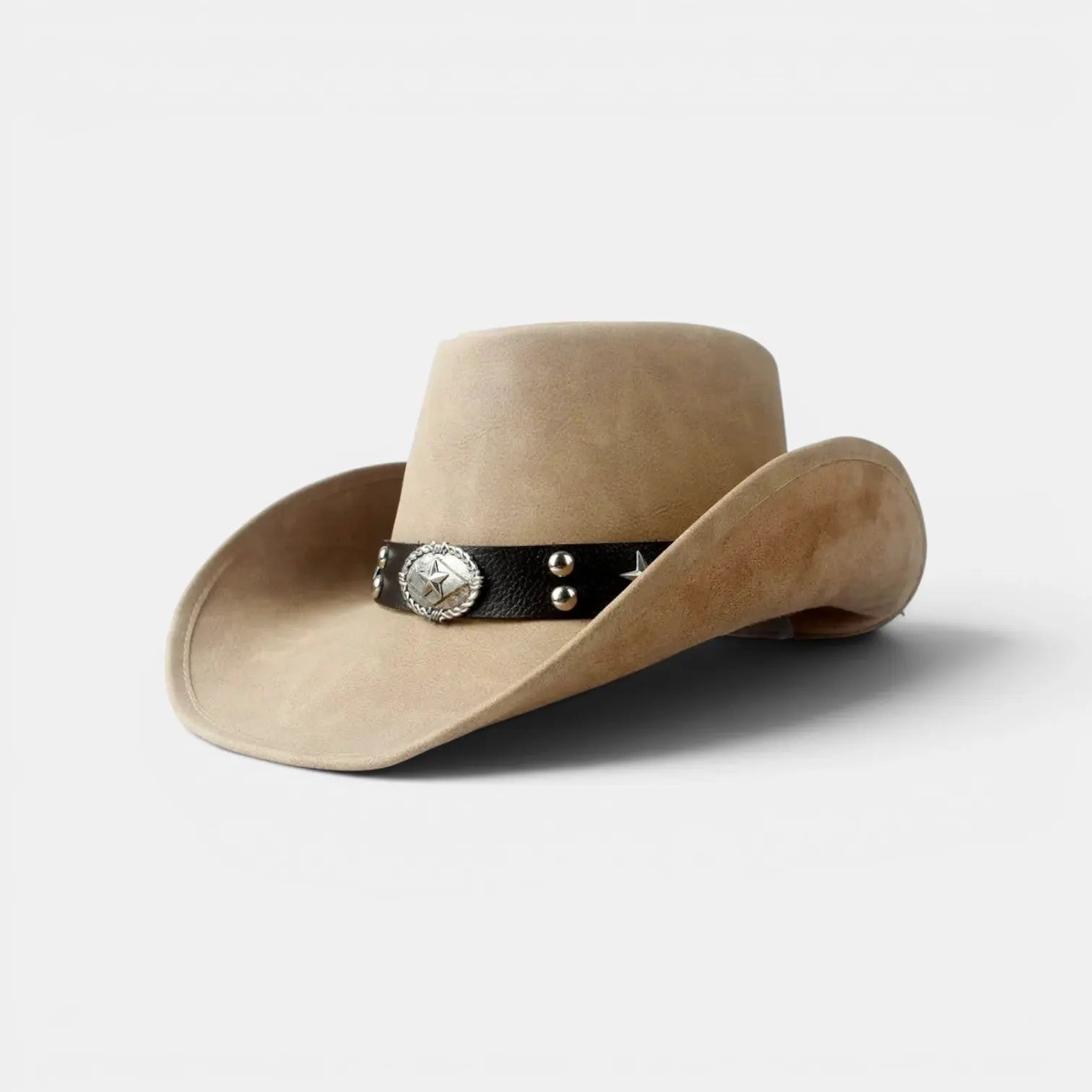 Chapeau Cowboy Cuir Véritable Rivets Crâne Homme