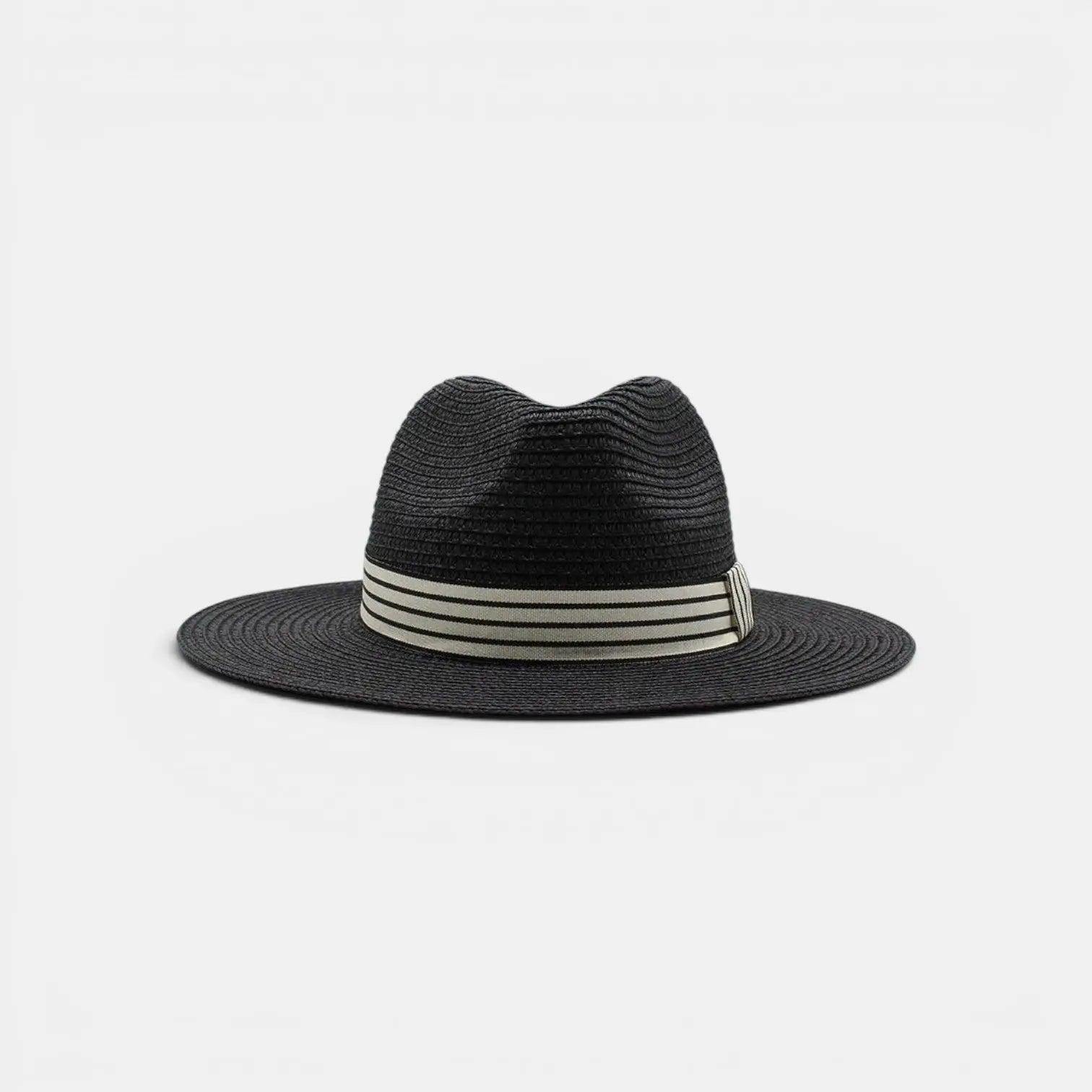 Chapeau Panama Paille Bord Large Unisexe Bandeau Rayé