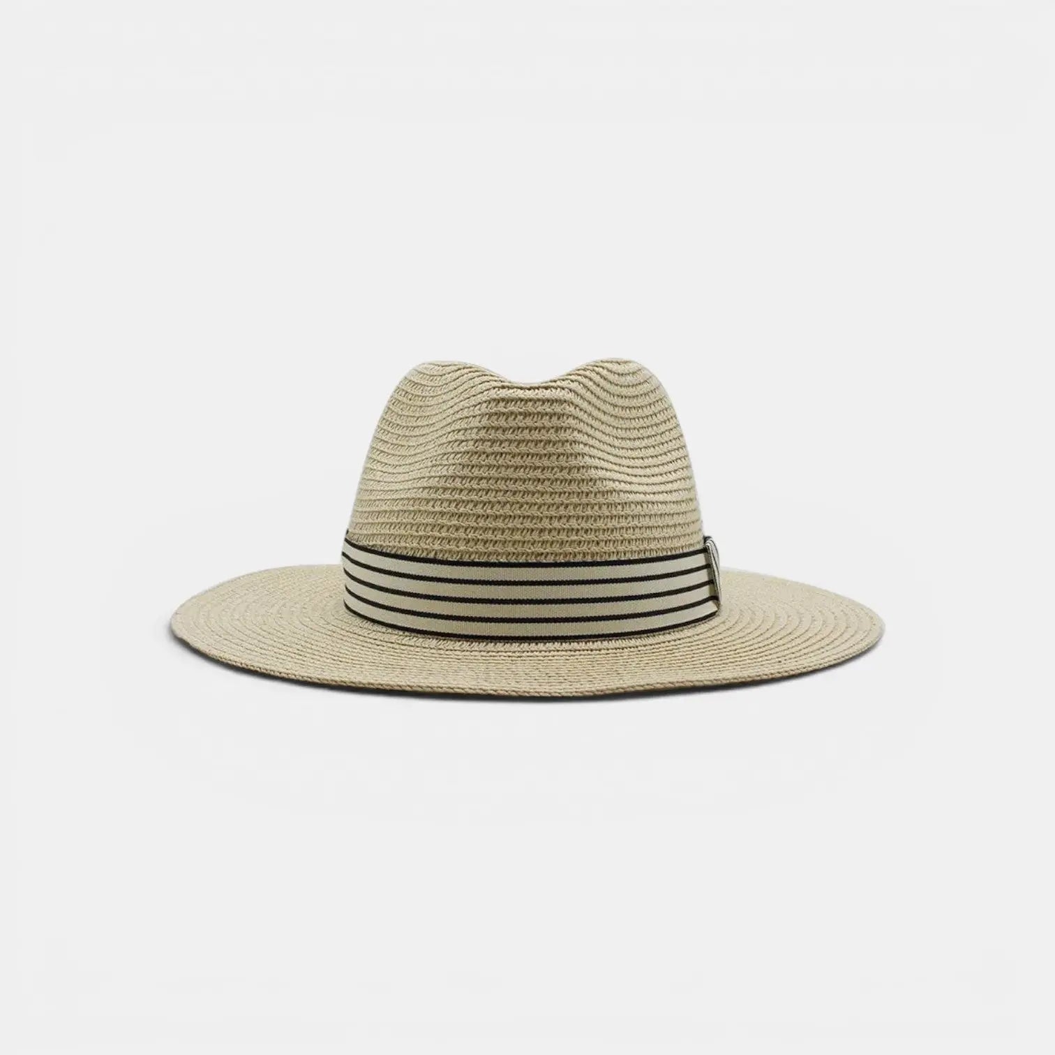 Chapeau Panama Paille Bord Large Unisexe Bandeau Rayé
