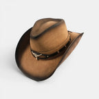Chapeau Cowboy Cuir Vieilli Boucle Longhorn Unisexe La Boutique du Chapeau