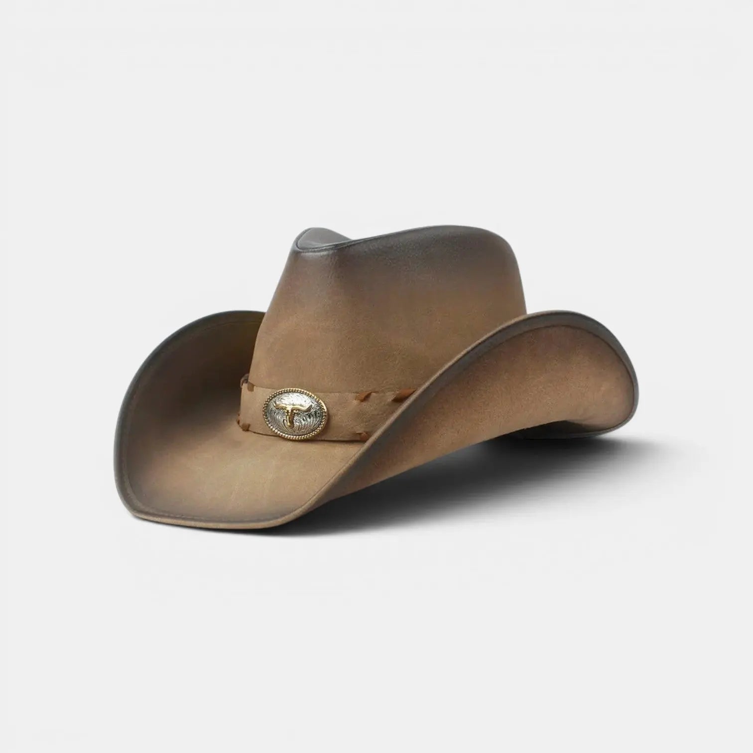 Chapeau Cowboy Cuir Véritable Rivets Crâne Homme