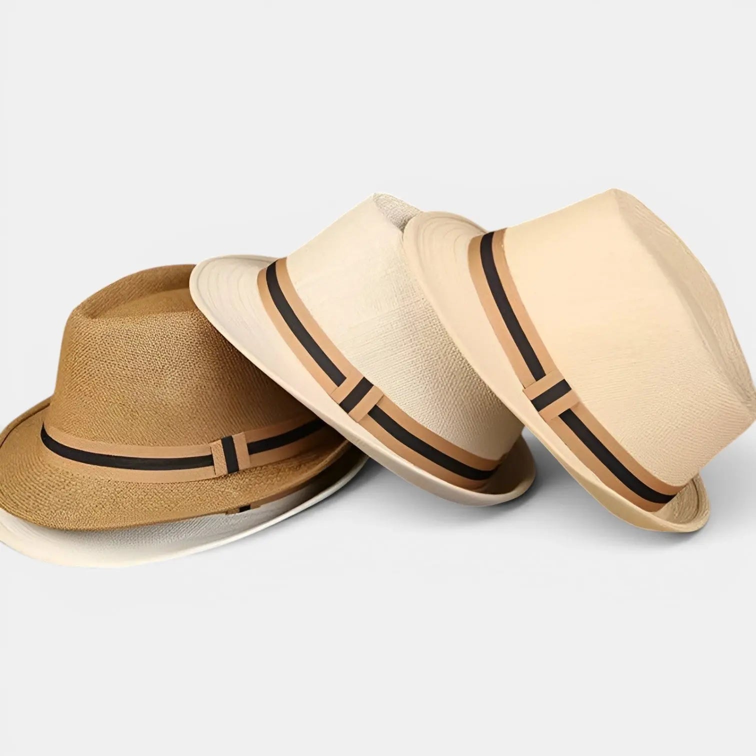 Chapeau Panama Tressé Bande Contrastée Homme