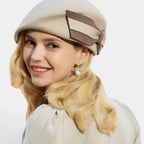 Béret Laine Femme Chic avec Nœud Bicolore La Boutique du Chapeau