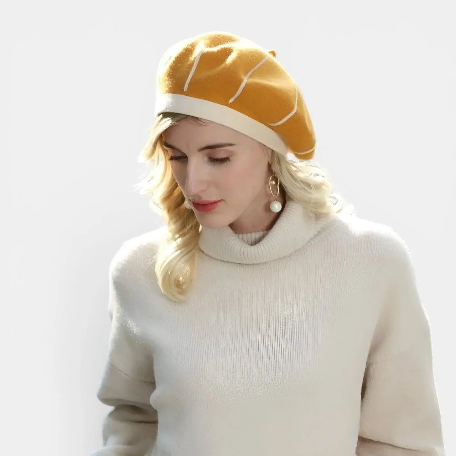 Béret Laine Rayures Contrastantes Femme