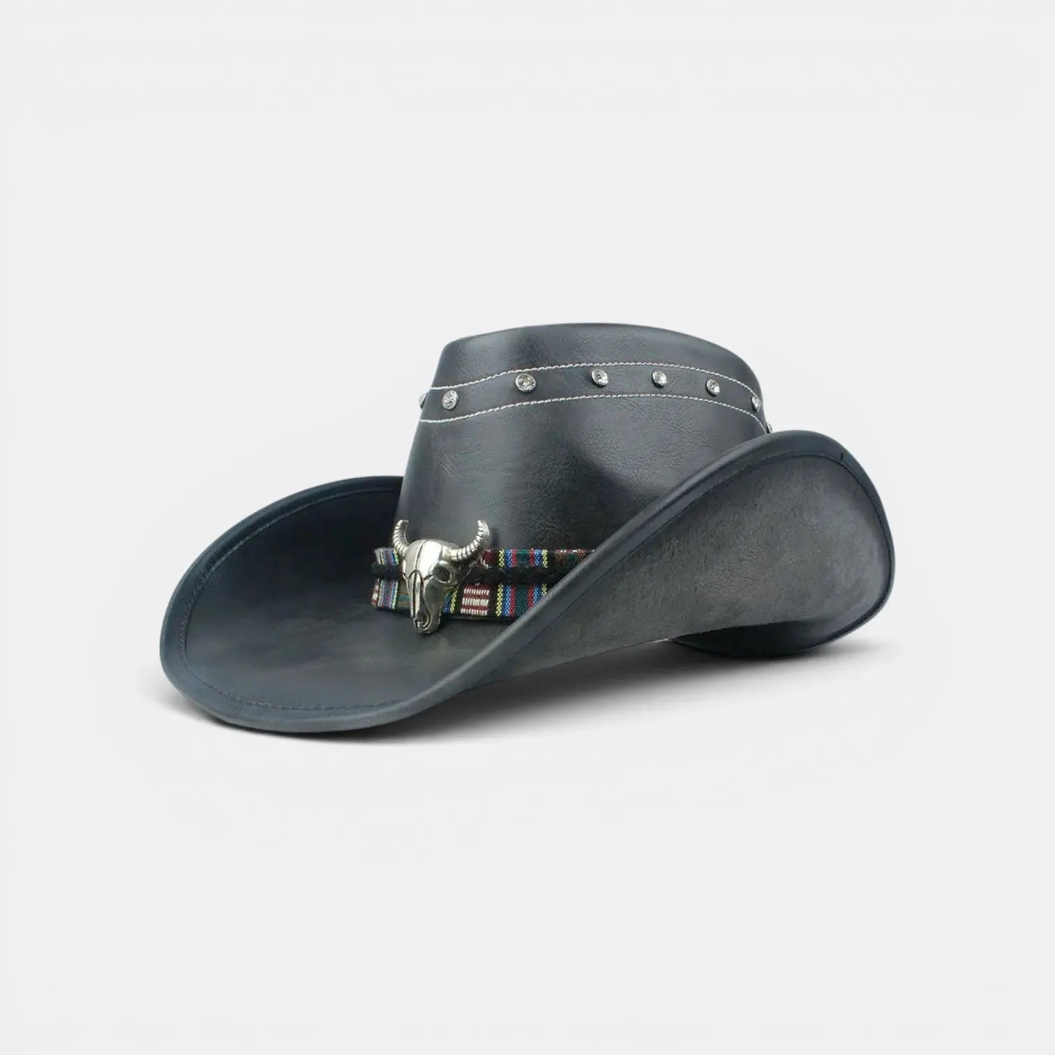 Chapeau Cowboy Cuir Véritable Rivets Crâne Homme La Boutique du Chapeau
