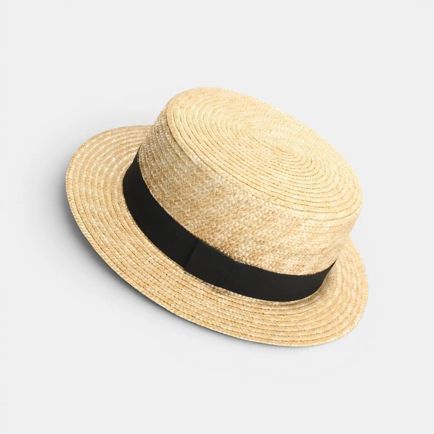 Chapeau Canotier Paille Ruban Rayé Unisexe