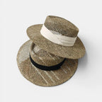 Chapeau Paille Bord Large Tressé Mixte Ruban Blanc La Boutique du Chapeau