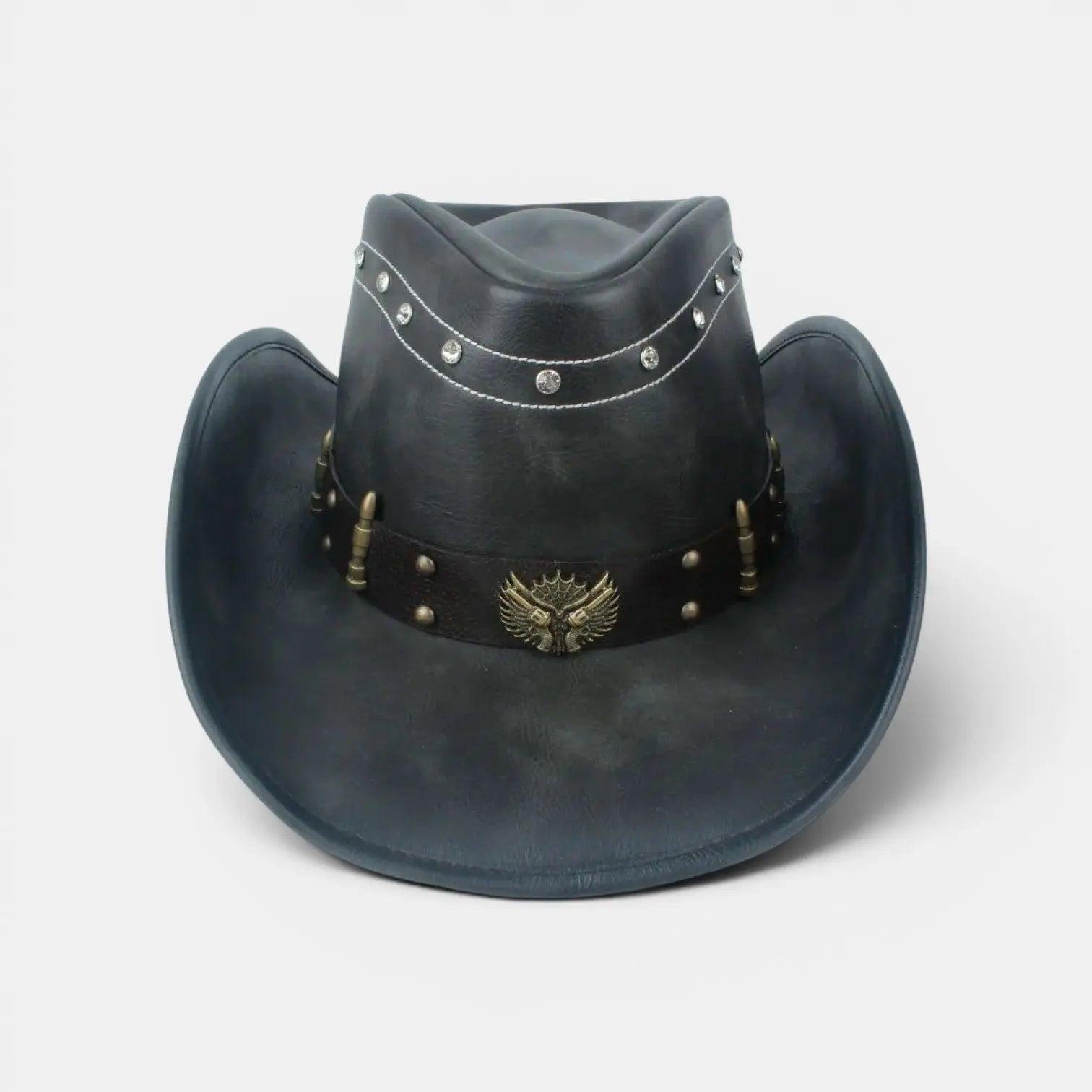 Chapeau Cowboy Cuir Véritable Rivets Crâne Homme La Boutique du Chapeau