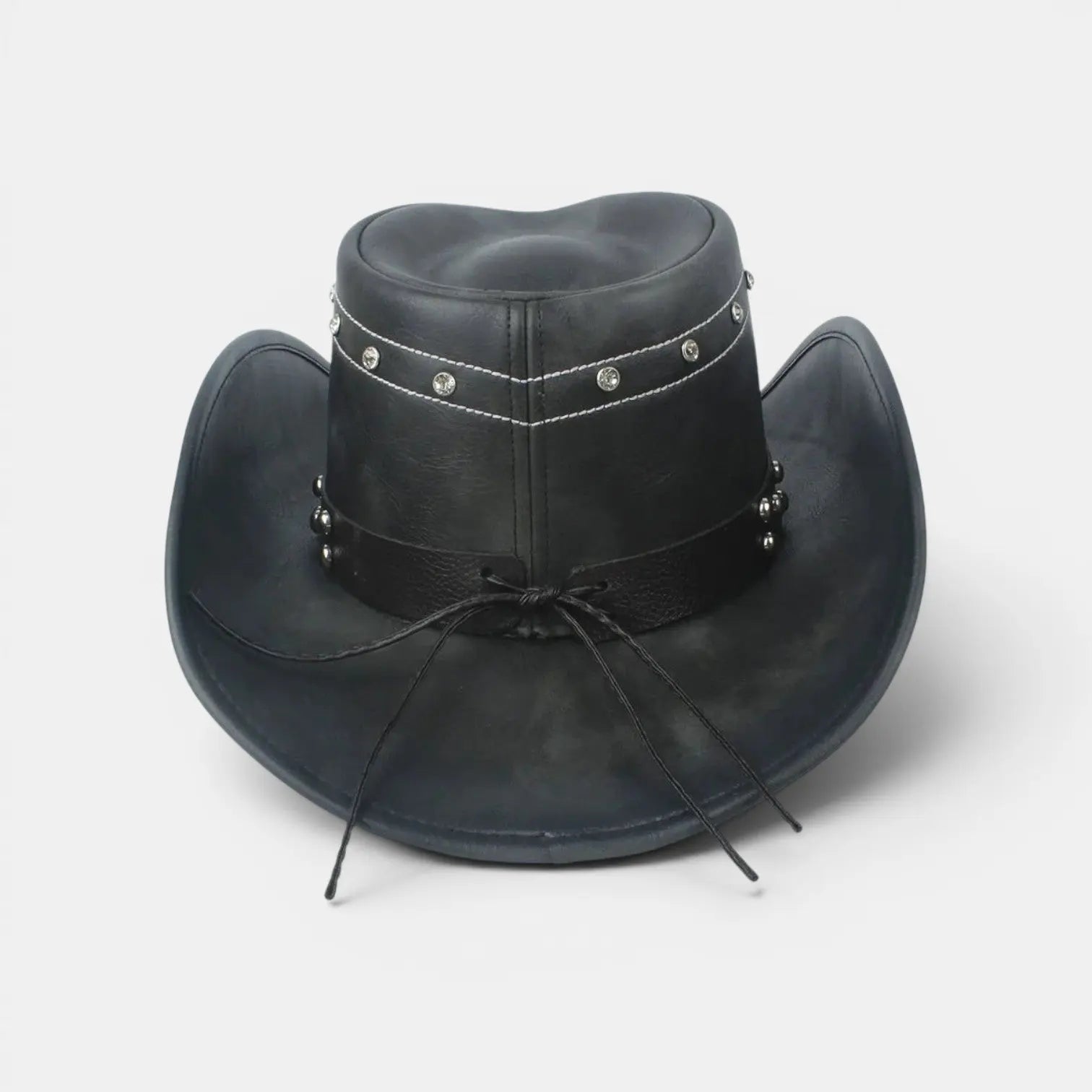 Chapeau Cowboy Cuir Véritable Rivets Crâne Homme