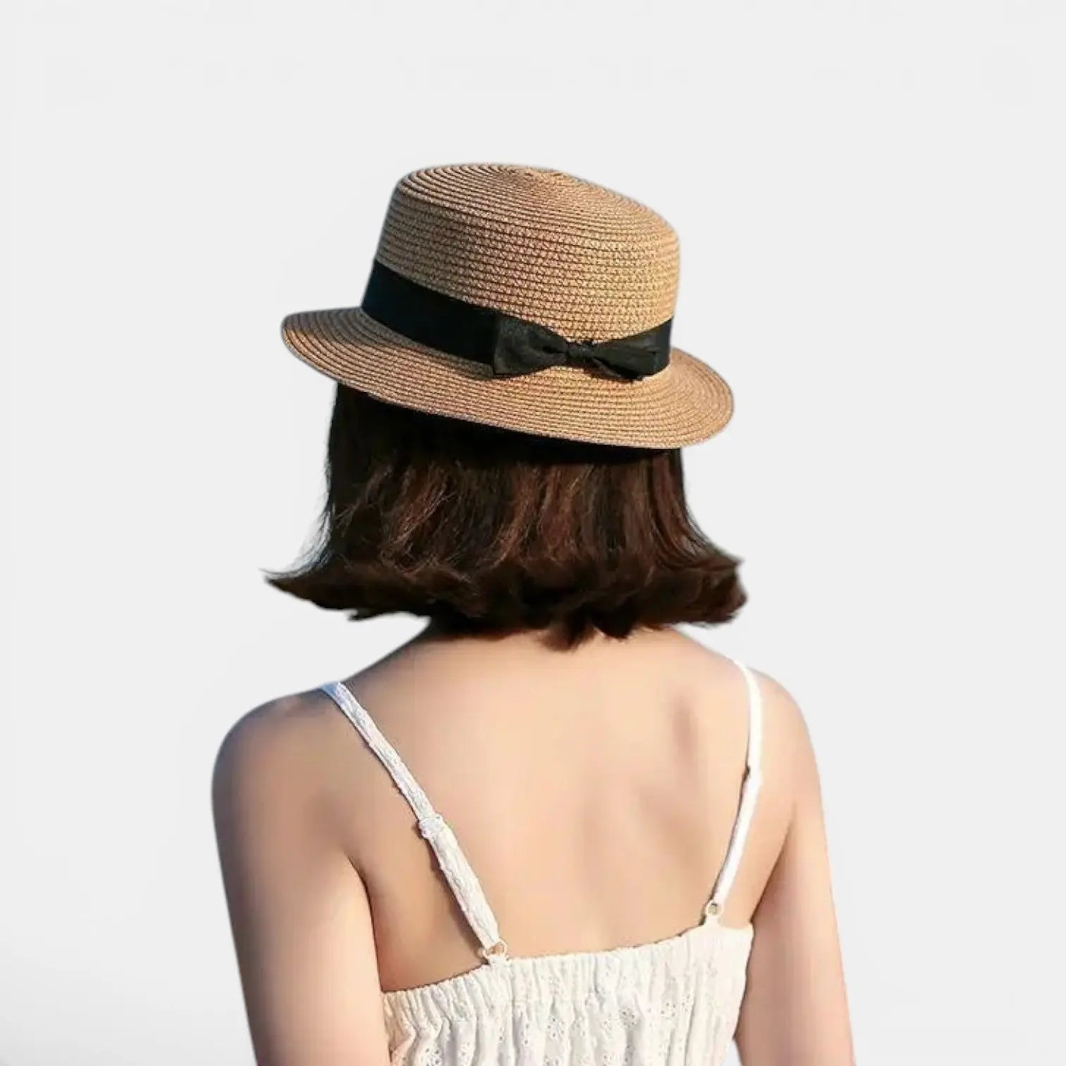 Chapeau Panama Paille Bord Large Nœud Femme