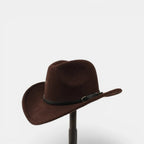 Chapeau Cowboy Feutre Noir Calotte Haute Bande Cuir Unisexe La Boutique du Chapeau