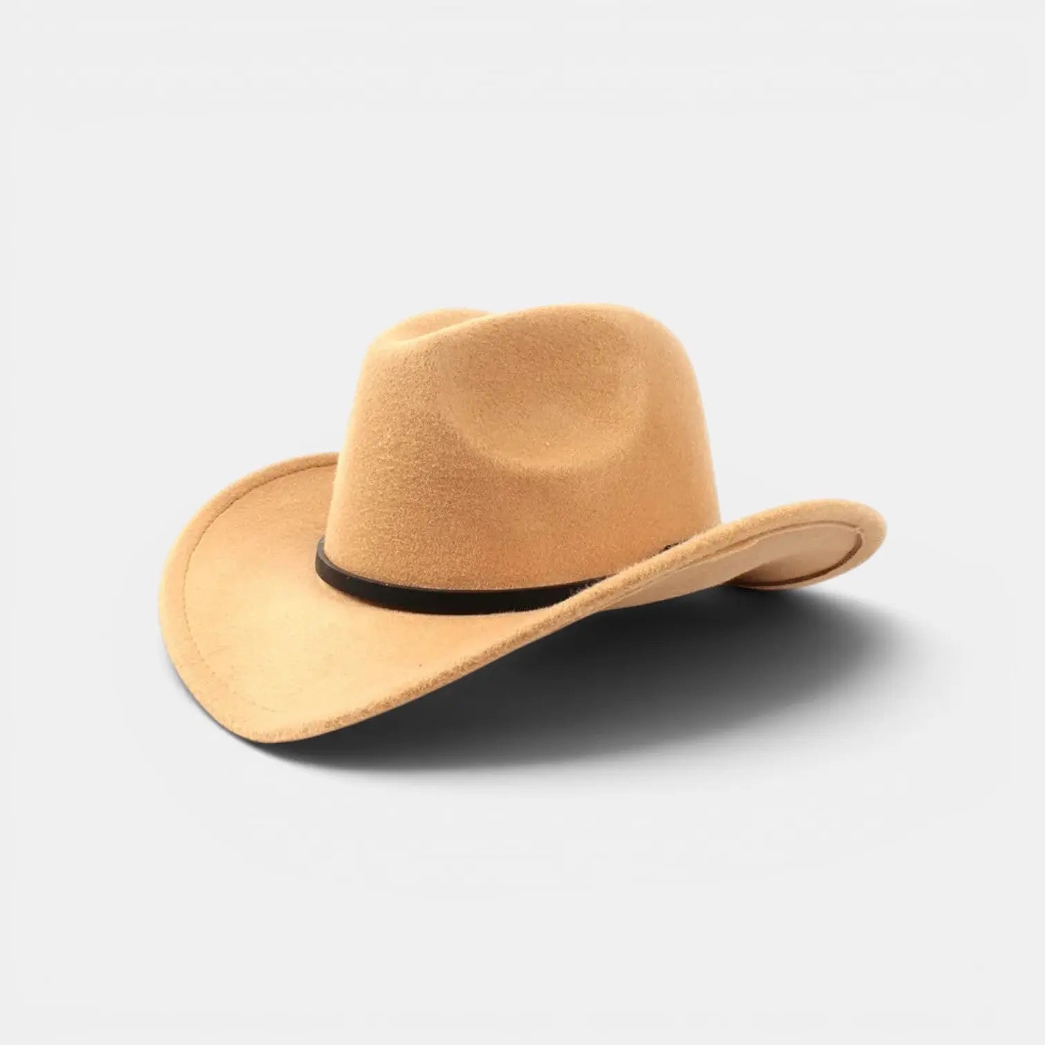 Chapeau Cowboy Feutre Noir Calotte Haute Bande Cuir Unisexe La Boutique du Chapeau
