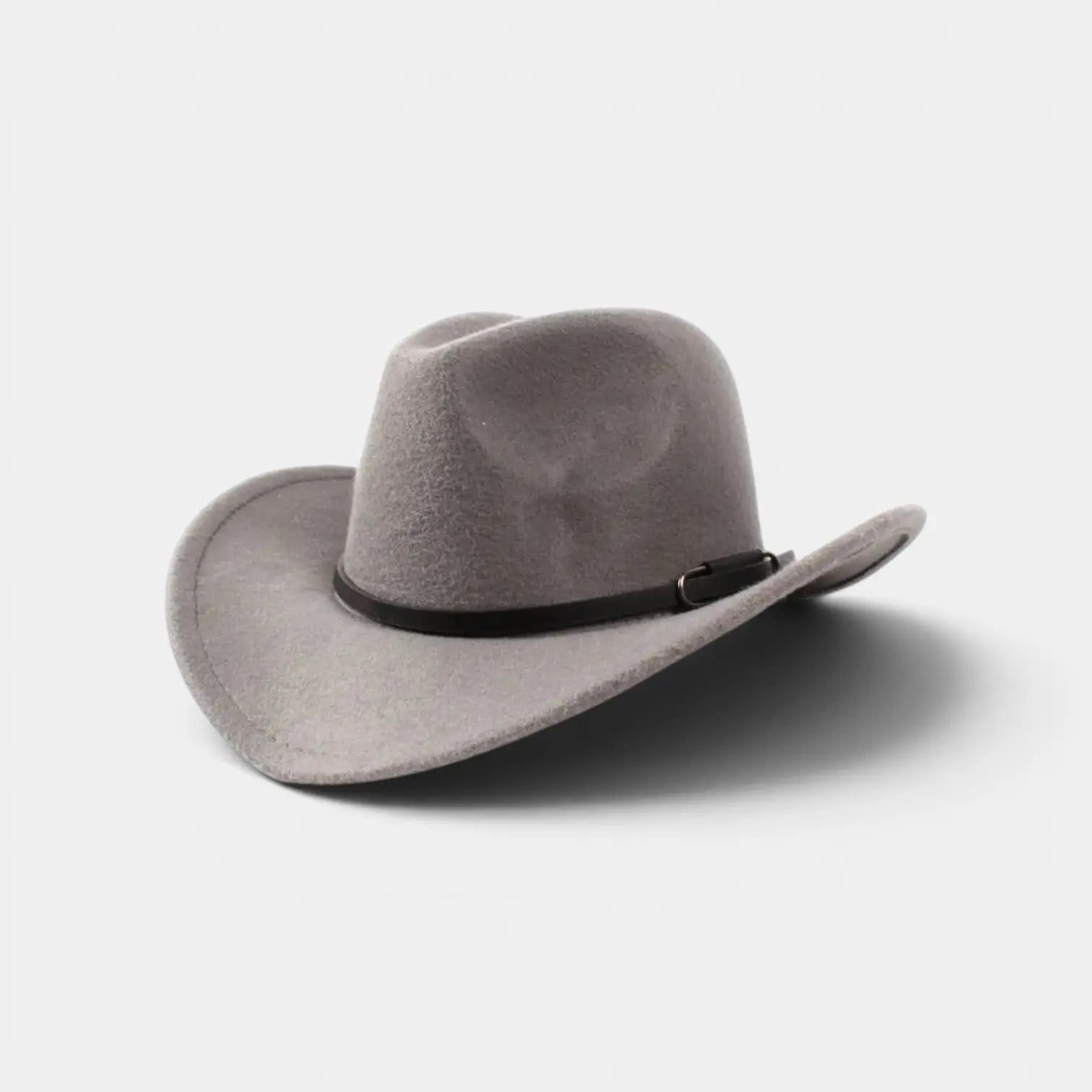 Chapeau Cowboy Feutre Noir Calotte Haute Bande Cuir Unisexe La Boutique du Chapeau