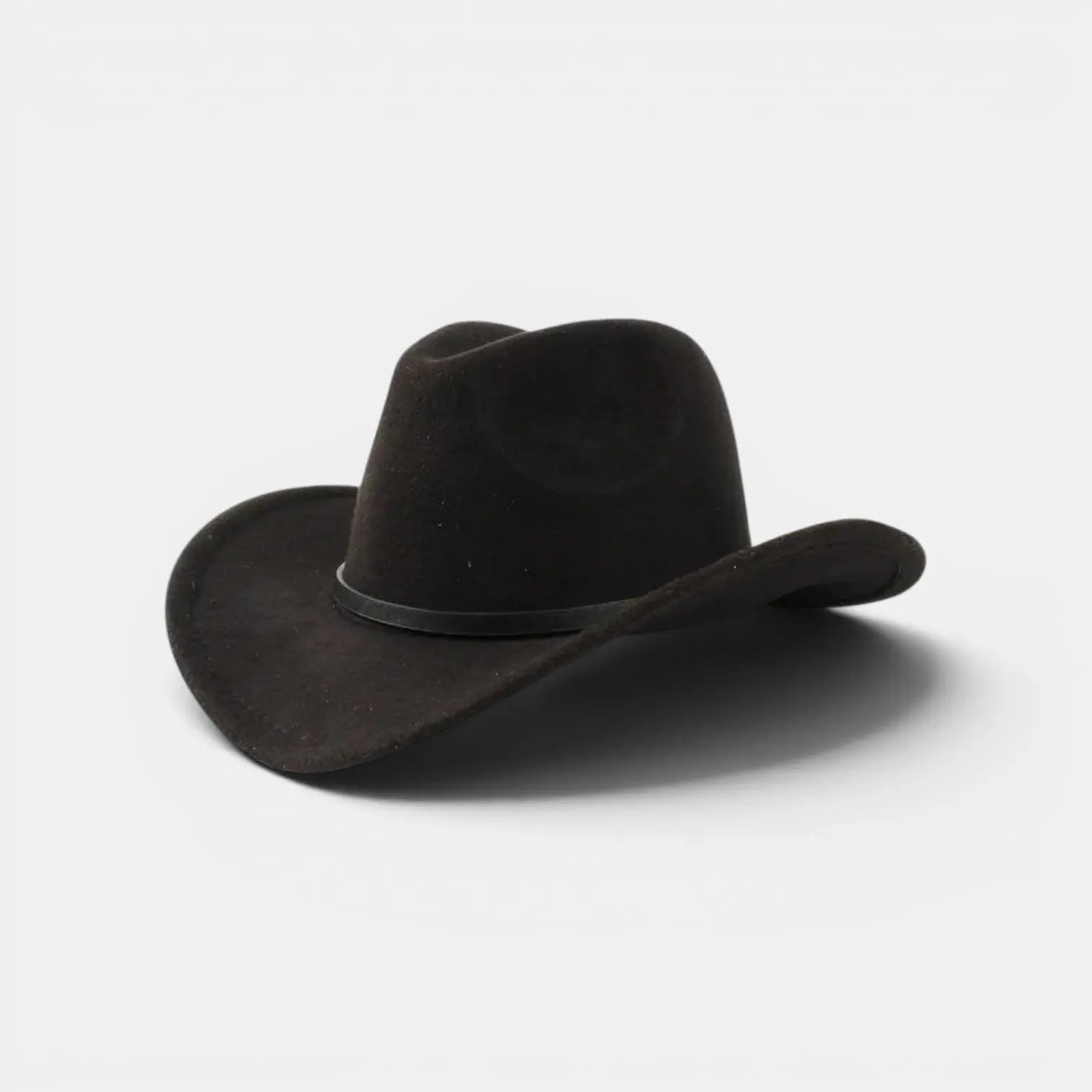 Chapeau Cowboy Feutre Noir Calotte Haute Bande Cuir Unisexe La Boutique du Chapeau