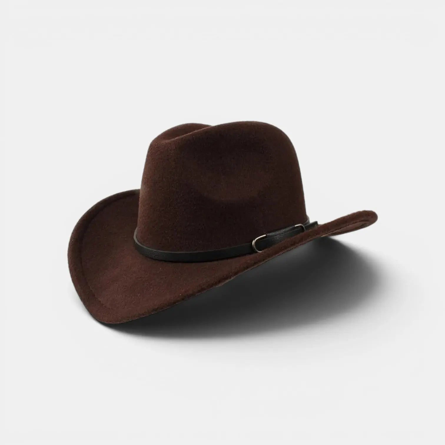 Chapeau Cowboy Feutre Noir Calotte Haute Bande Cuir Unisexe La Boutique du Chapeau
