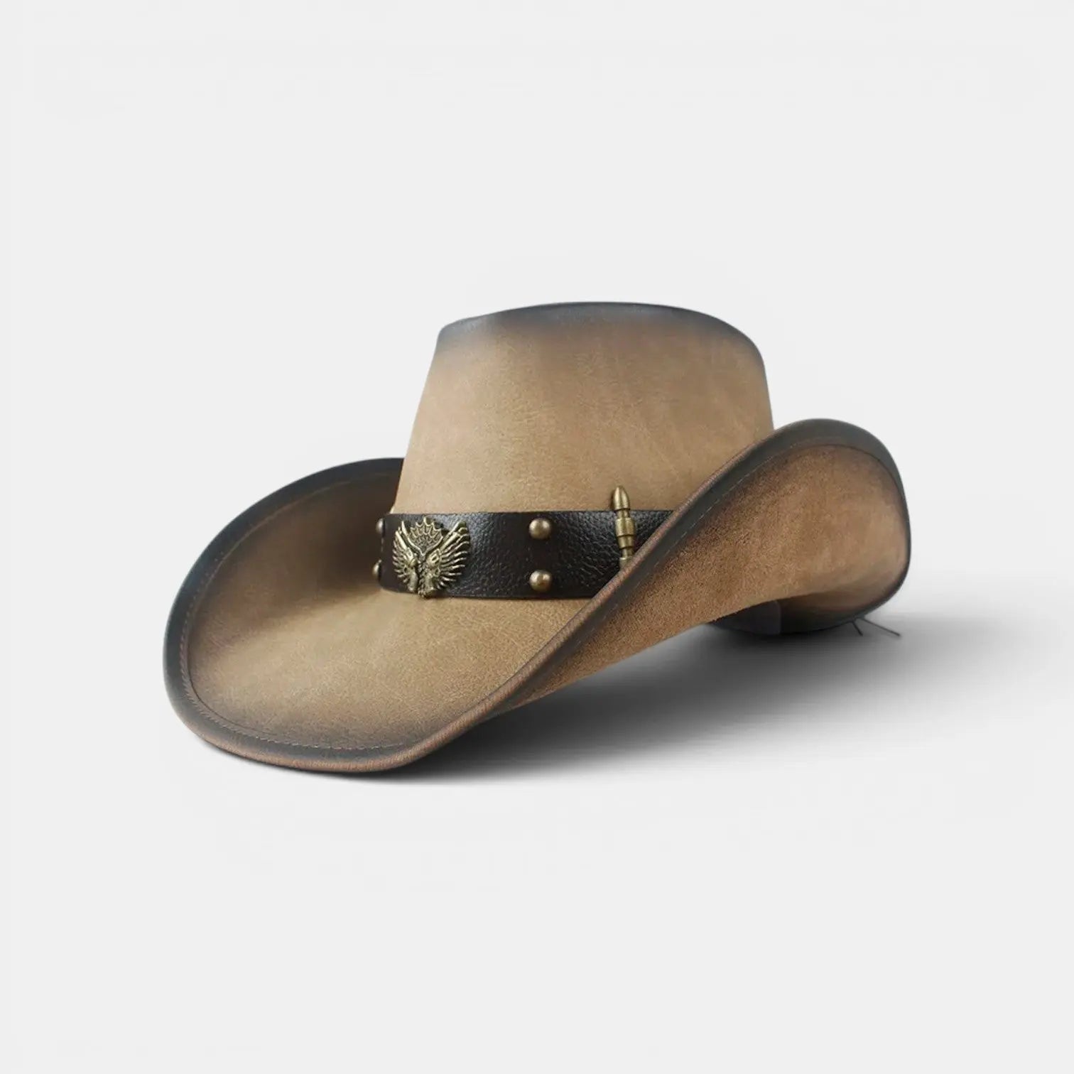 Chapeau Cowboy Cuir Vieilli Boucle Longhorn Unisexe La Boutique du Chapeau