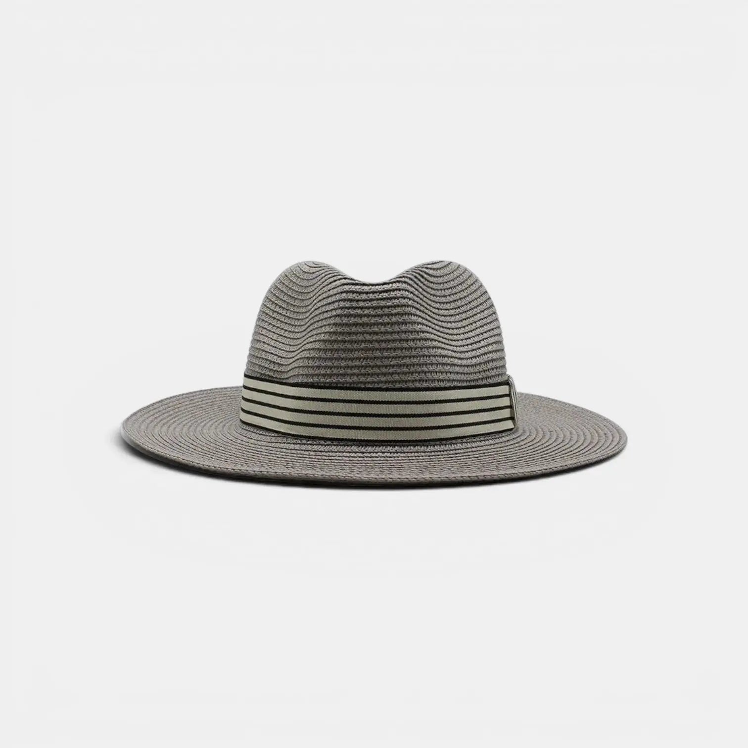 Chapeau Panama Paille Bord Large Unisexe Bandeau Rayé