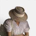 Chapeau Paille Bord Large Tressé Mixte Ruban Blanc La Boutique du Chapeau