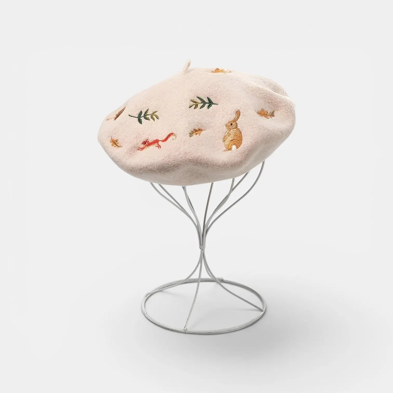Béret Laine Brodé Motifs Animaux Femme