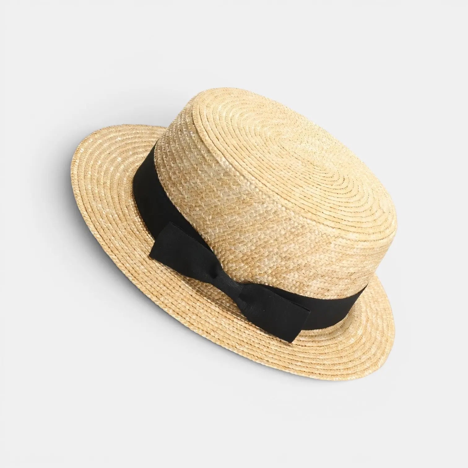 Chapeau Canotier Paille Ruban Rayé Unisexe