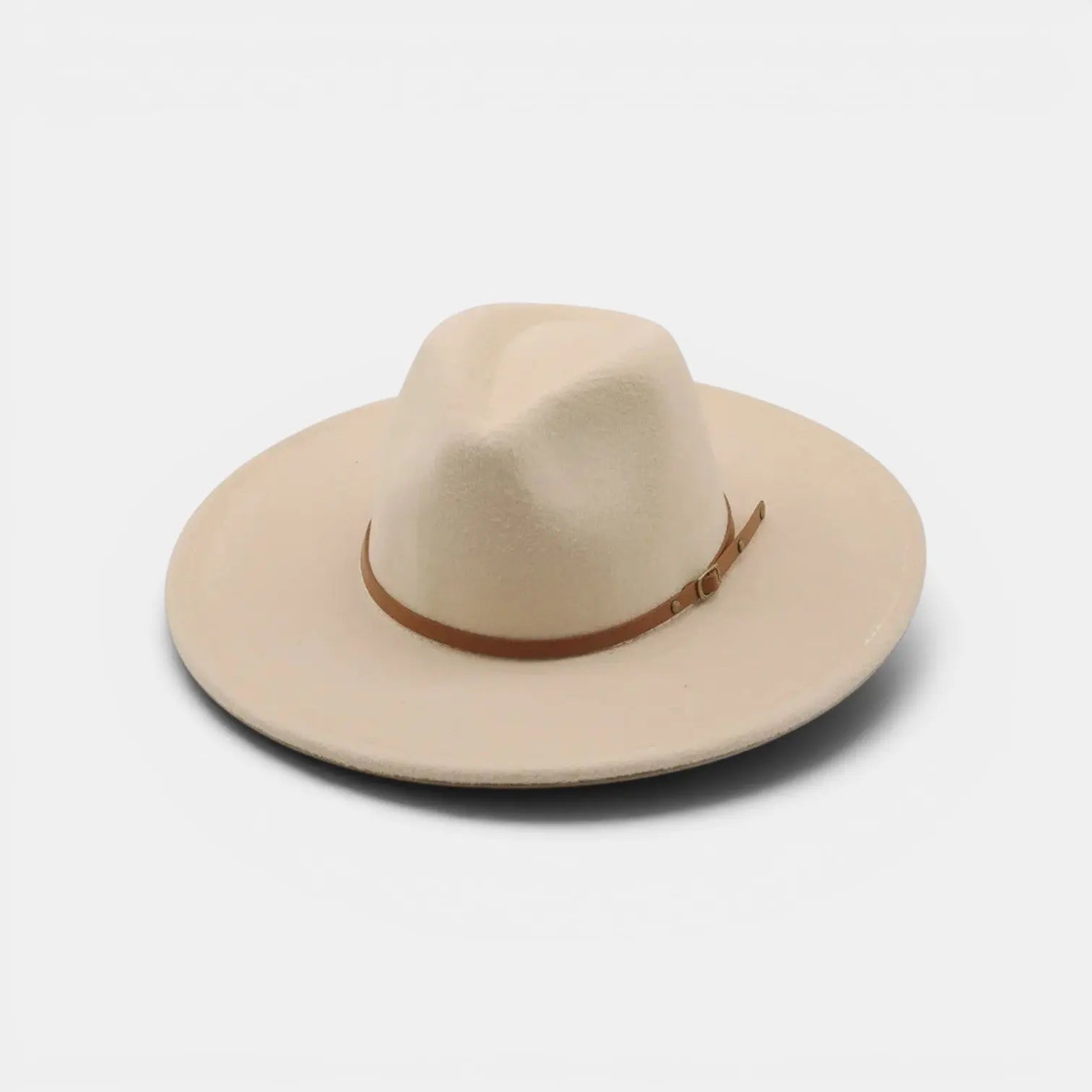 Chapeau Fedora Feutre Bord Large Bande Cuir Unisexe