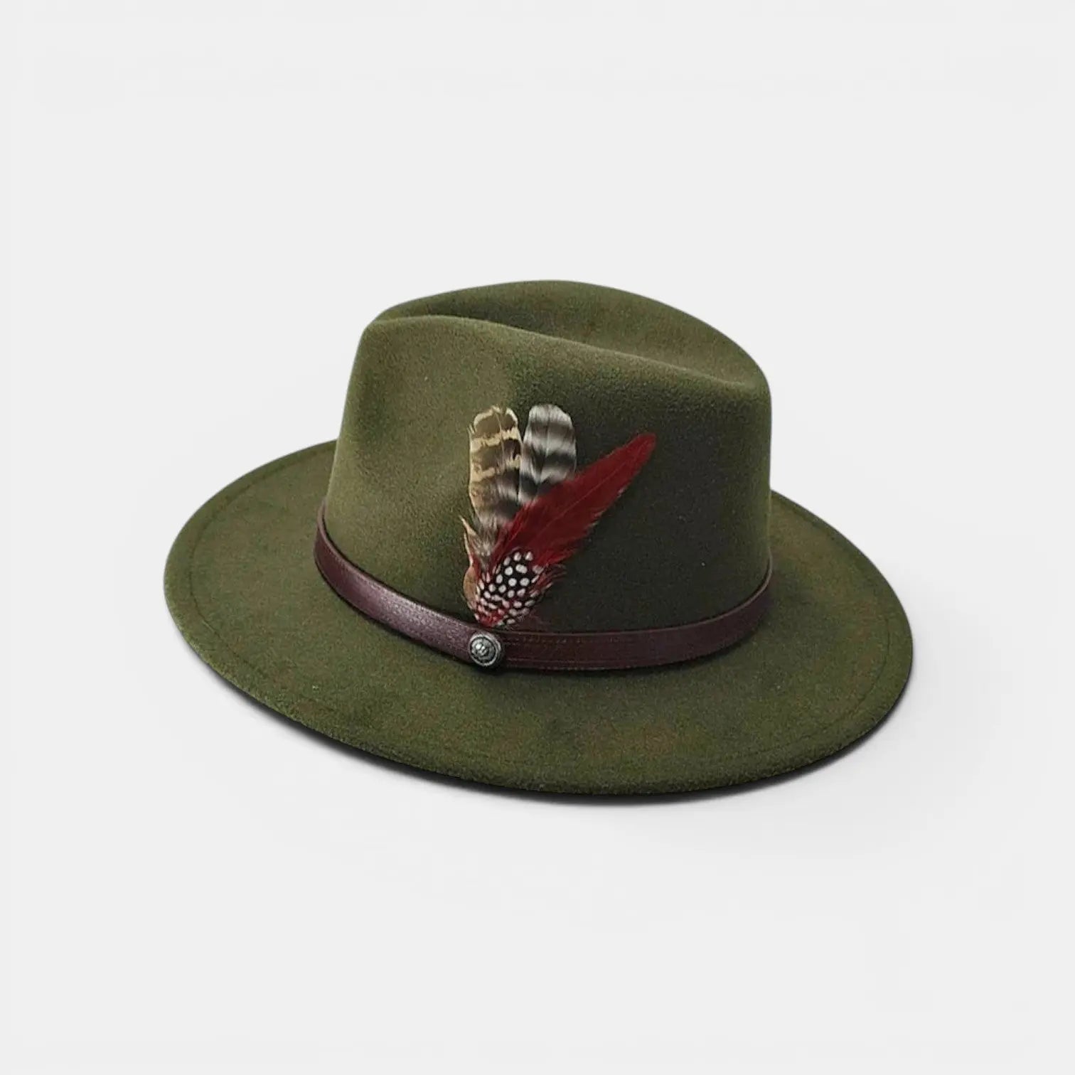Chapeau Fedora Laine Plume Décorative Homme Femme
