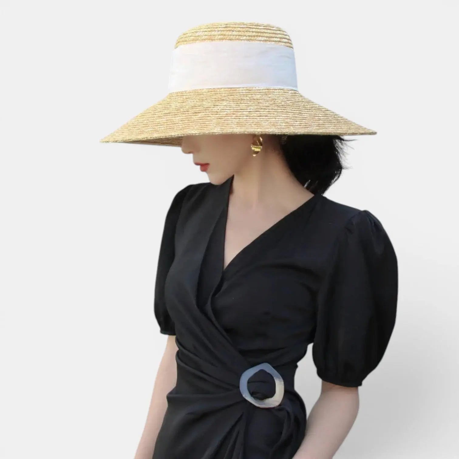 Chapeau Paille Bord Large Ruban Noir Femme La Boutique du Chapeau