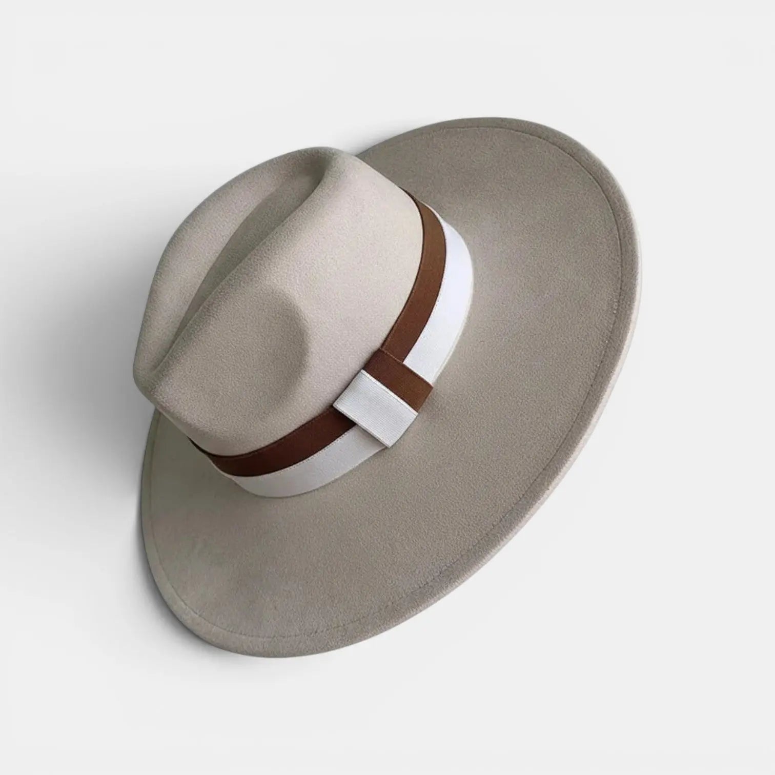 Chapeau Fedora Suédine Bord Large Ruban Contrasté