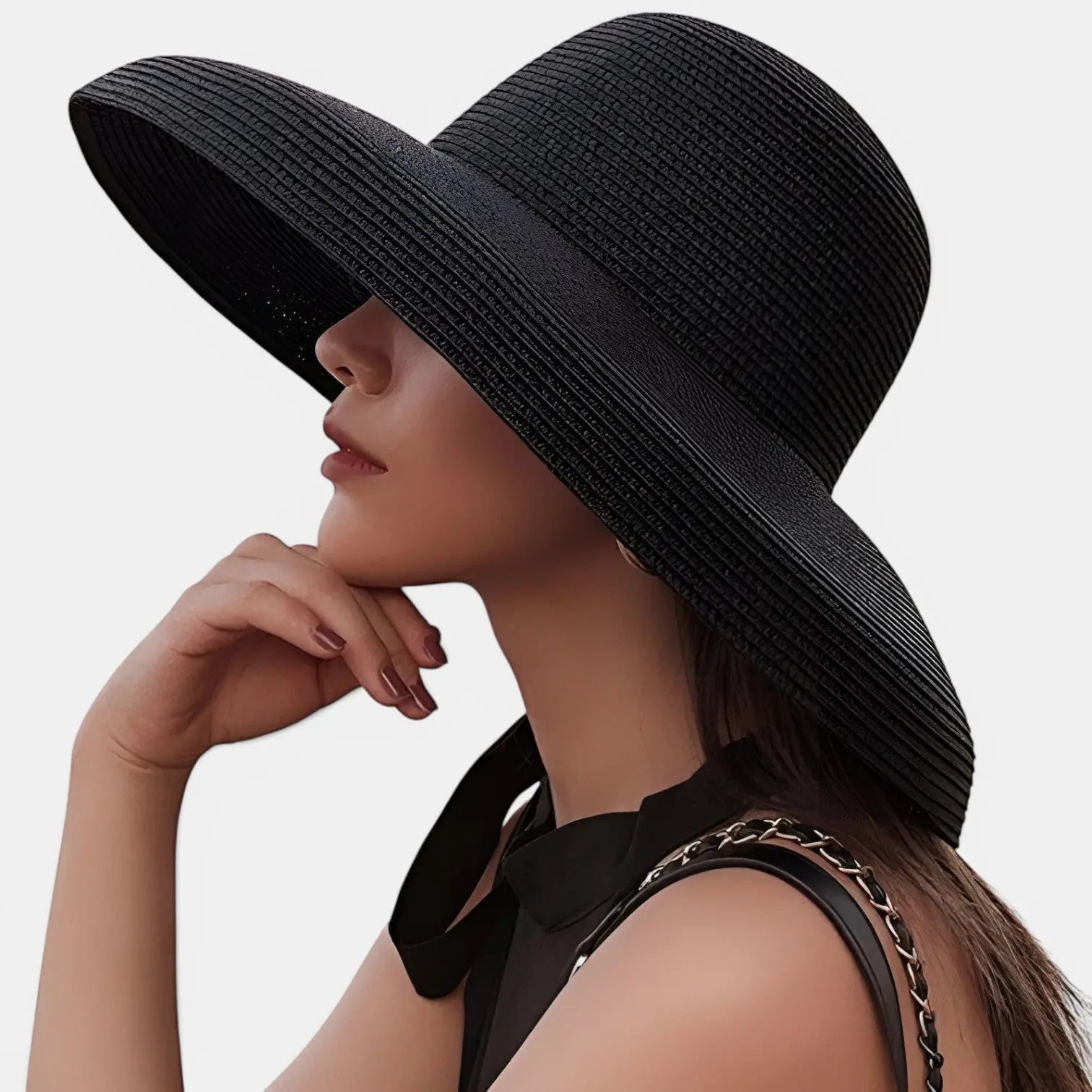 Chapeau Paille Bord Large Forme Structurée Femme
