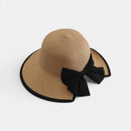 Chapeau Paille Tressée Bord Large Nœud Noir Femme La Boutique du Chapeau