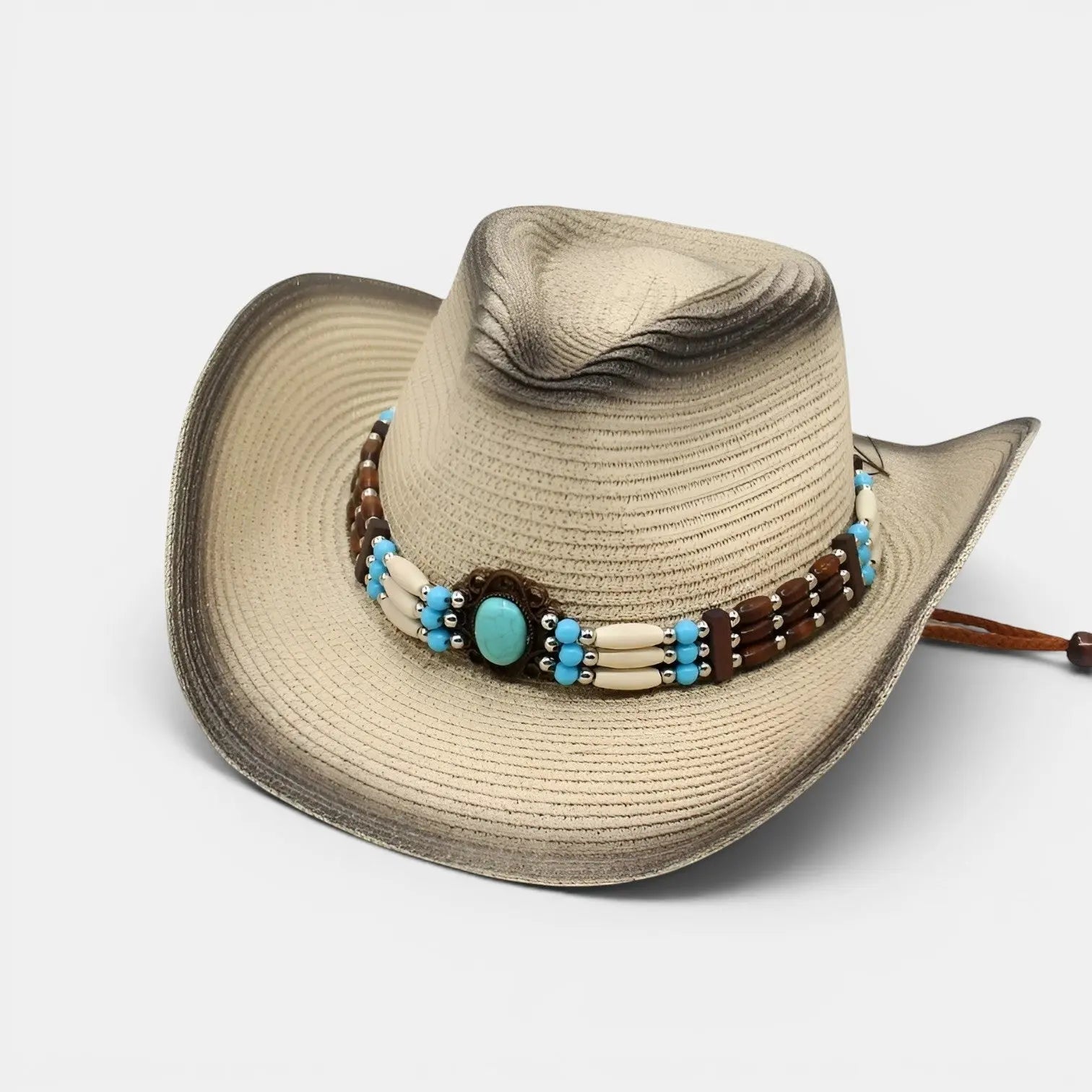 Chapeau Cowboy Paille Bandeau Perles Femme La Boutique du Chapeau