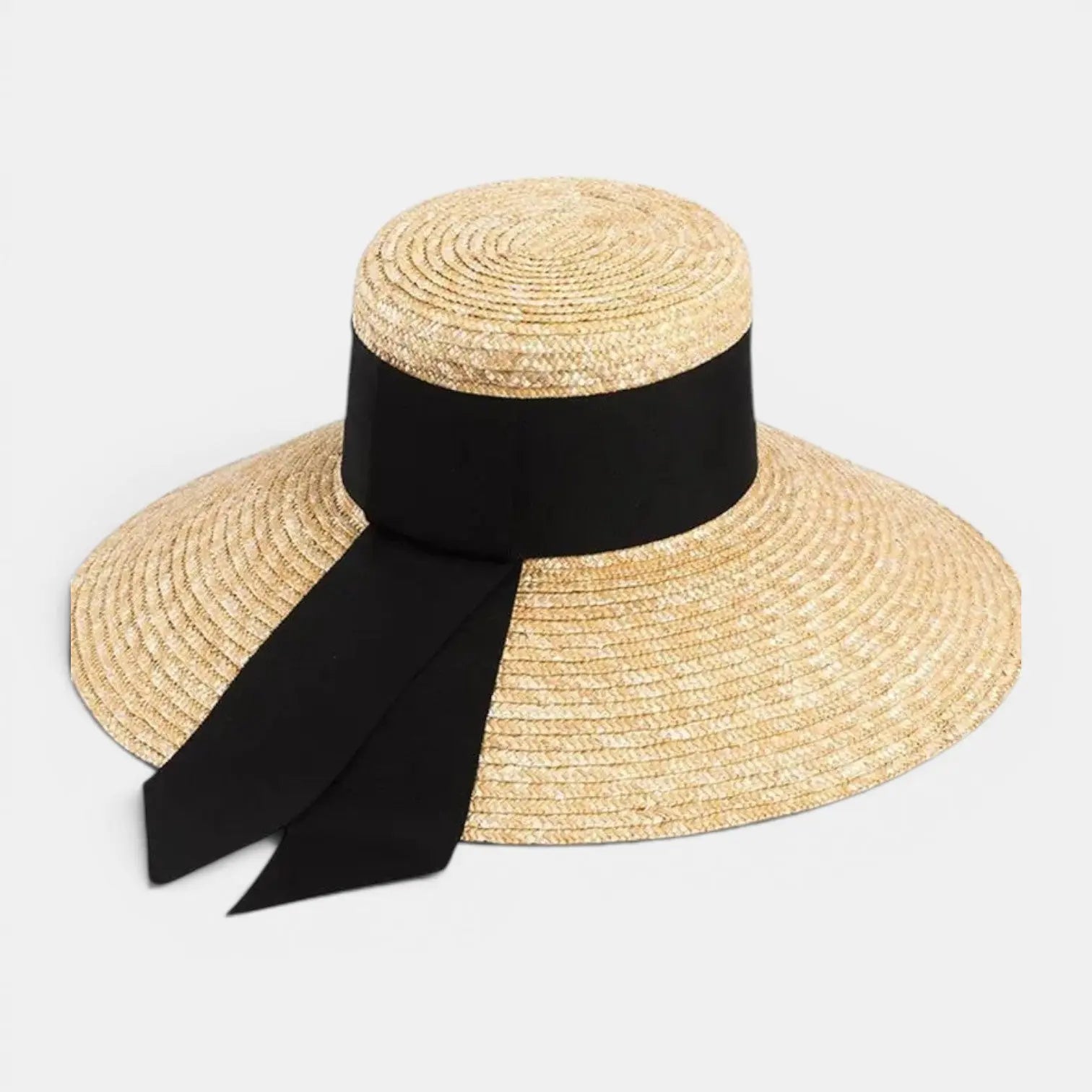 Chapeau Paille Bord Large Ruban Noir Femme La Boutique du Chapeau