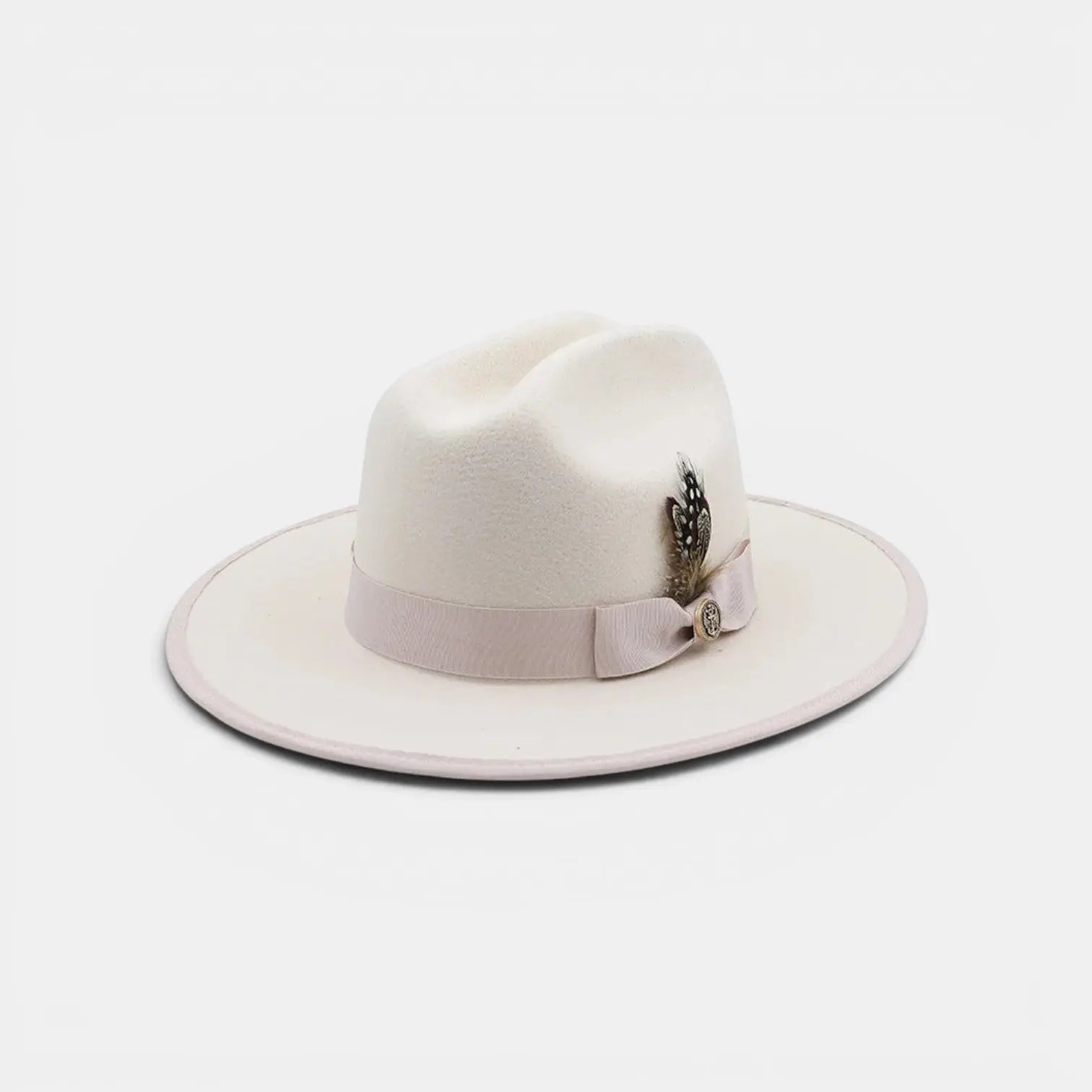 Chapeau Fedora Feutre Bord Large Plumes Homme