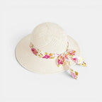 Chapeau Paille Structuré Bord Large Ruban Fleuri Femme La Boutique du Chapeau