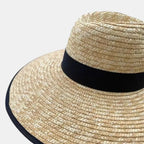 Chapeau Paille Canotier Bord Large Ruban Noir Femme La Boutique du Chapeau