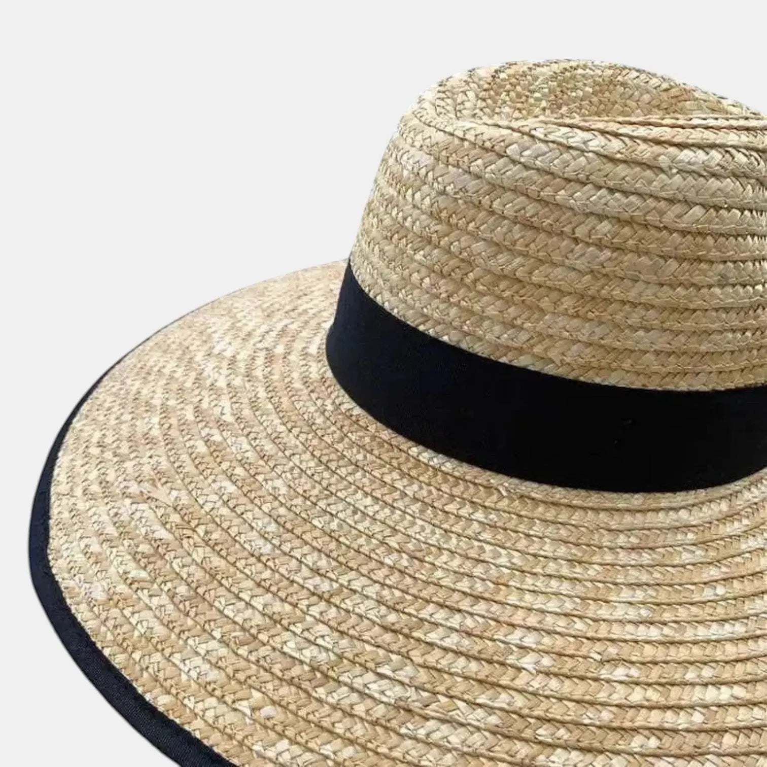 Chapeau Paille Canotier Bord Large Ruban Noir Femme La Boutique du Chapeau