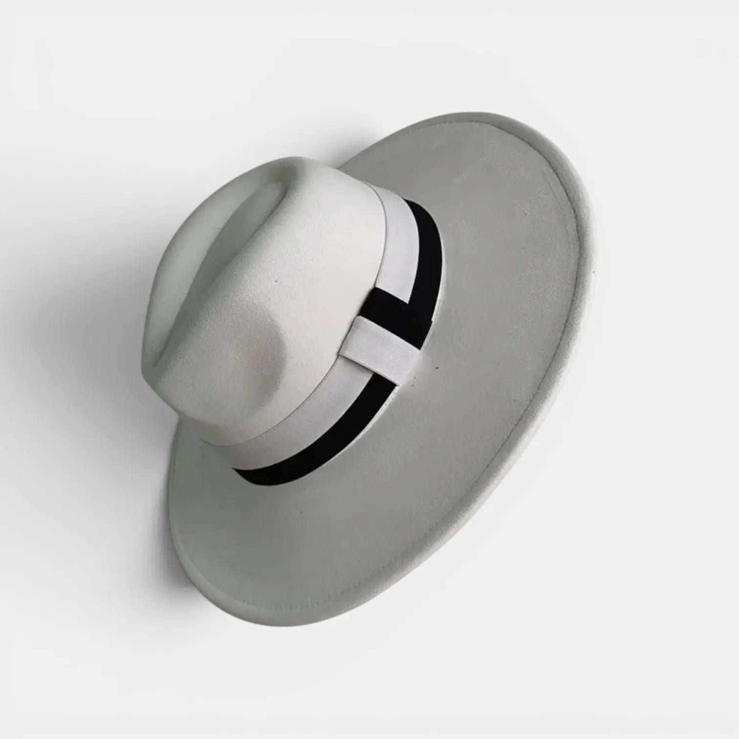 Chapeau Fedora Suédine Bord Large Ruban Contrasté