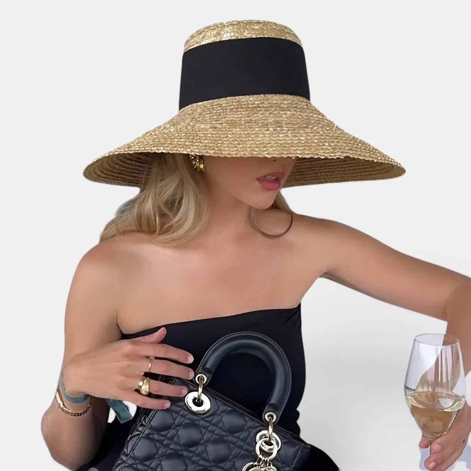 Chapeau Paille Bord Large Ruban Noir Femme La Boutique du Chapeau