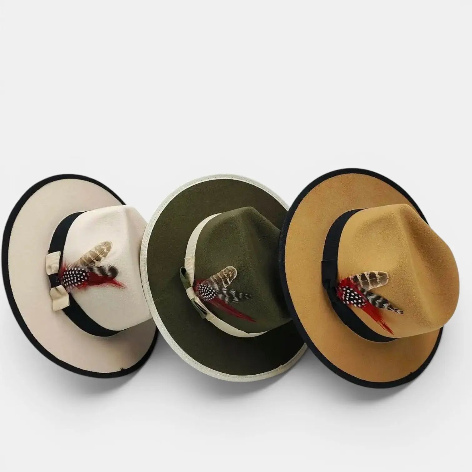Chapeau Fedora Laine Plume Décorative Homme Femme