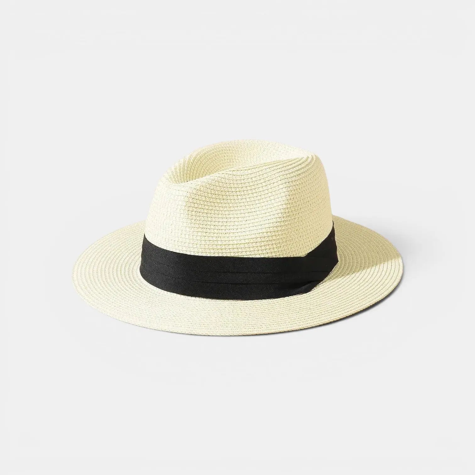 Chapeau Panama Paille Tressée Ruban Noir