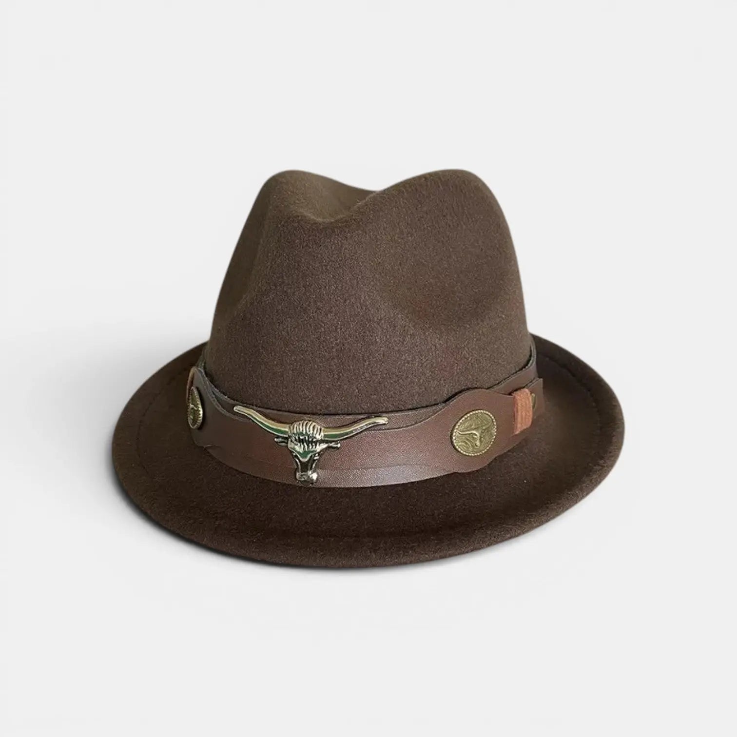 Chapeau Fedora Feutre Bande Cuir Décor Longhorn Homme La Boutique du Chapeau