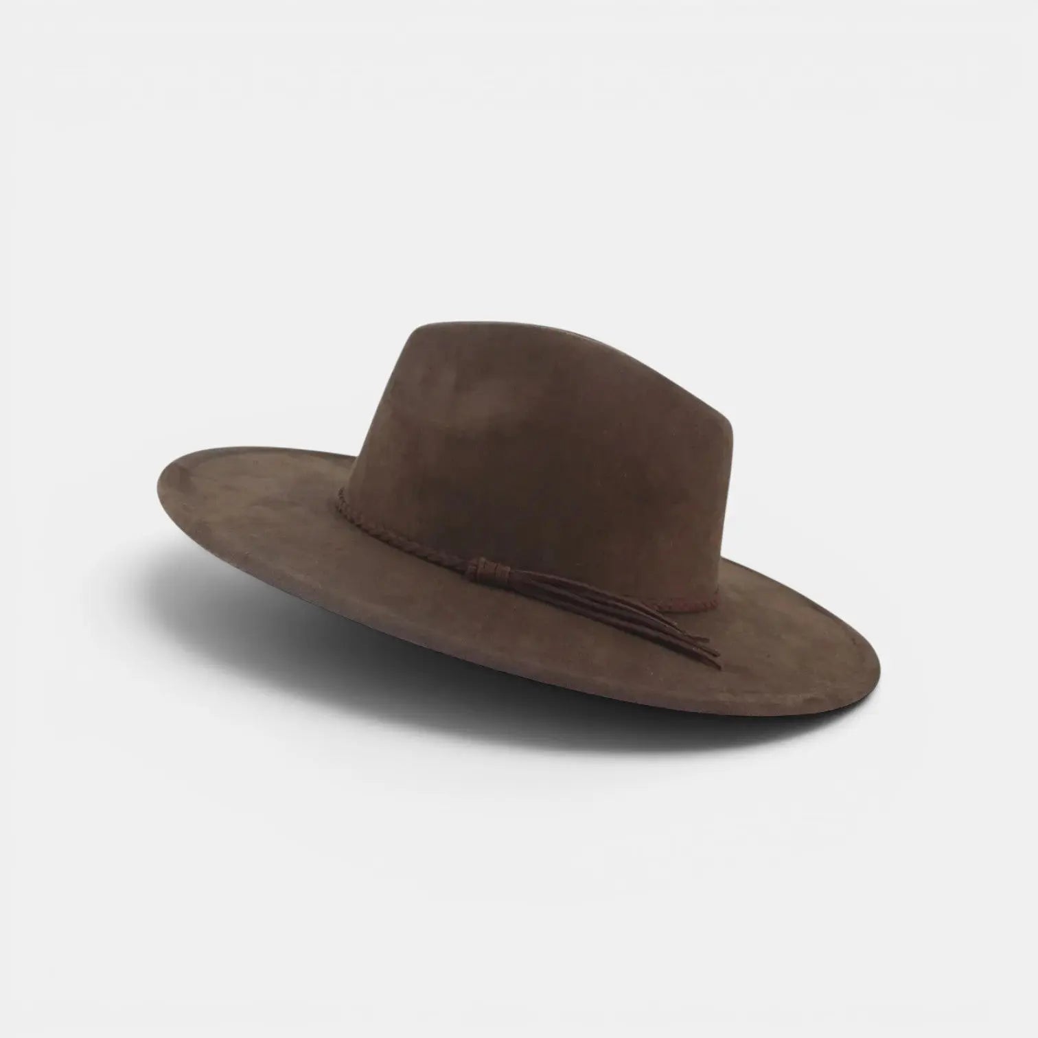 Chapeau Fedora Suède Bord Large Tresse Unisexe